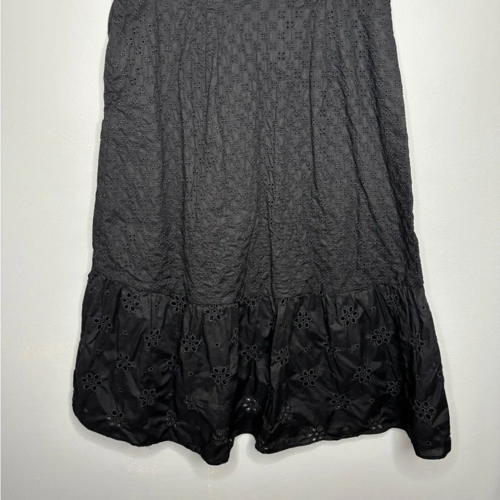 LOFT Women’s black cotton eyelet skirt cottage witchy fairy goth fitted layers - Picture 5 of 8